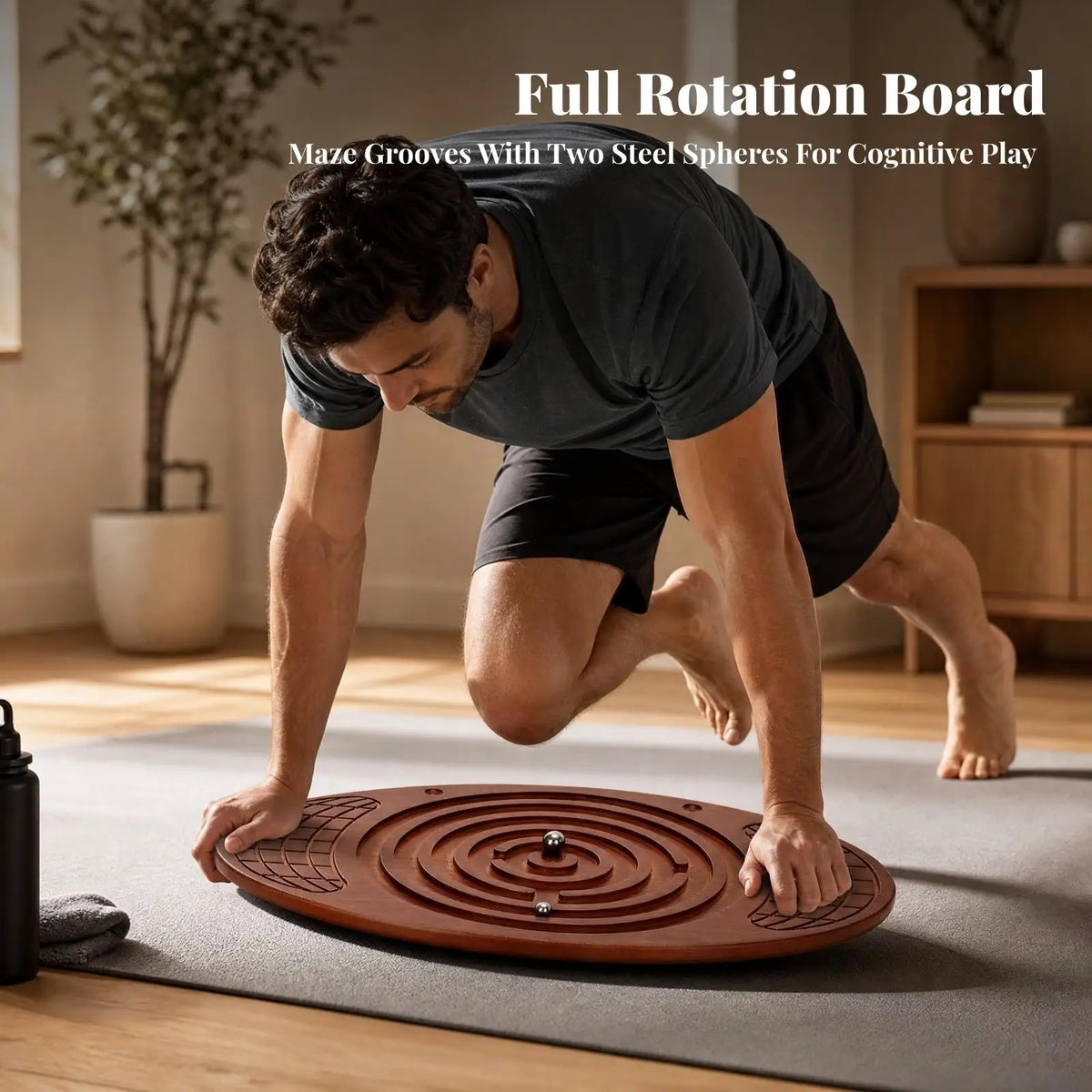 Rocking Wooden Balance Board with Maze & Steel Balls Balance Training Board PLUSH
