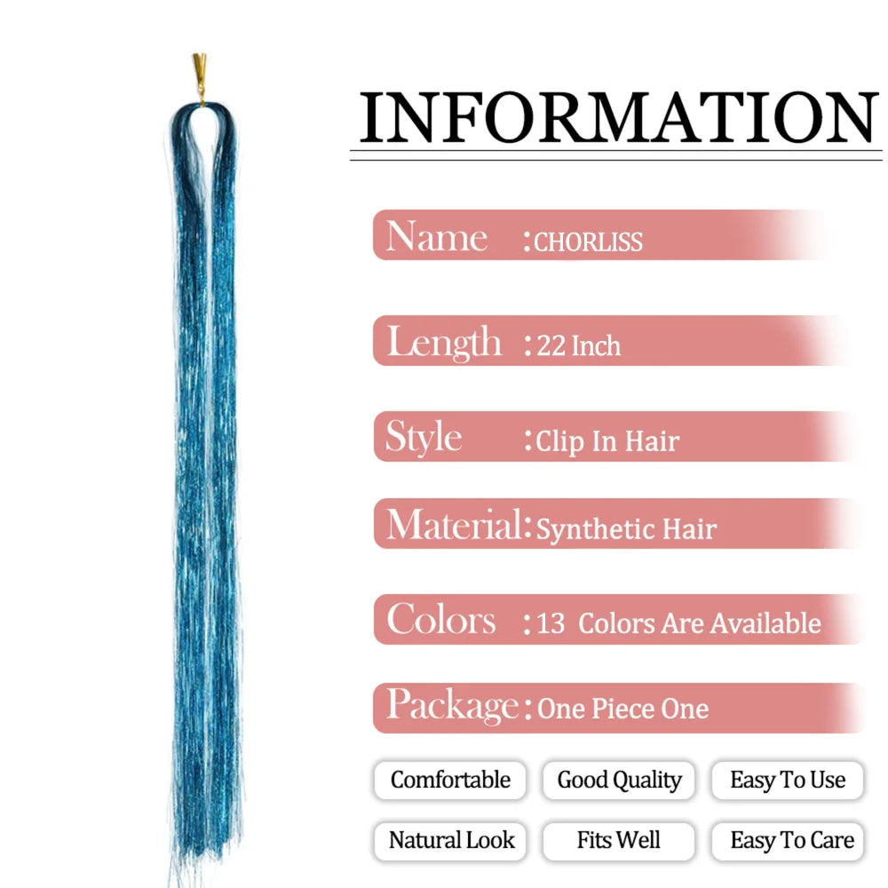 Rainbow Hair Tinsel Glitter Strands – 120pcs, 93cm Hair Tinsel Extensions PLUSH