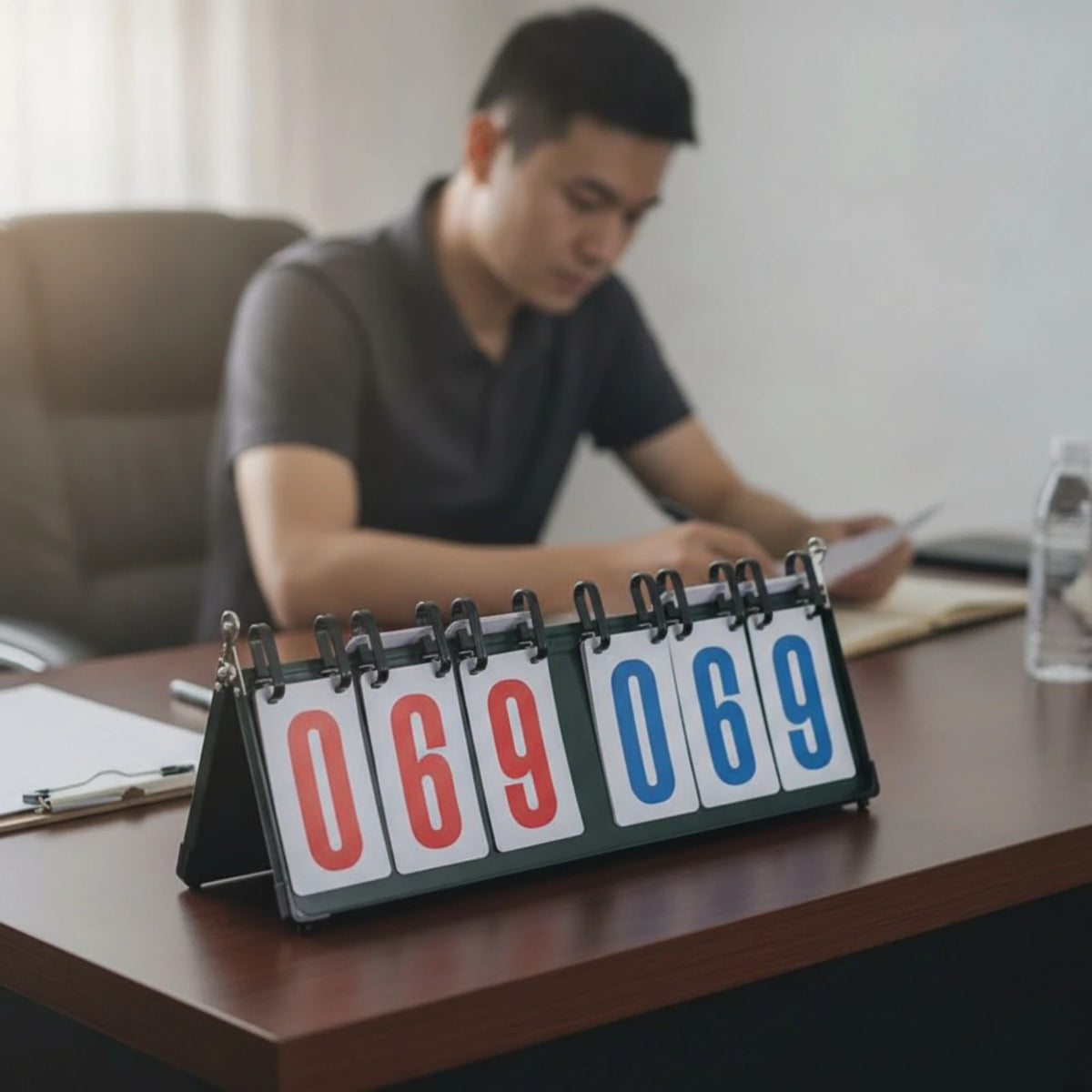 Manual Flip Scoreboard – Portable Tabletop Score Keeper Flip Scoreboard PLUSH