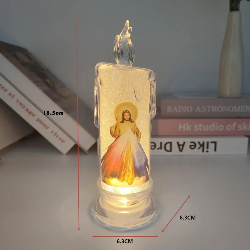Flameless LED Devotional Prayer Candle – Religious Décor LED Prayer Candle PLUSH