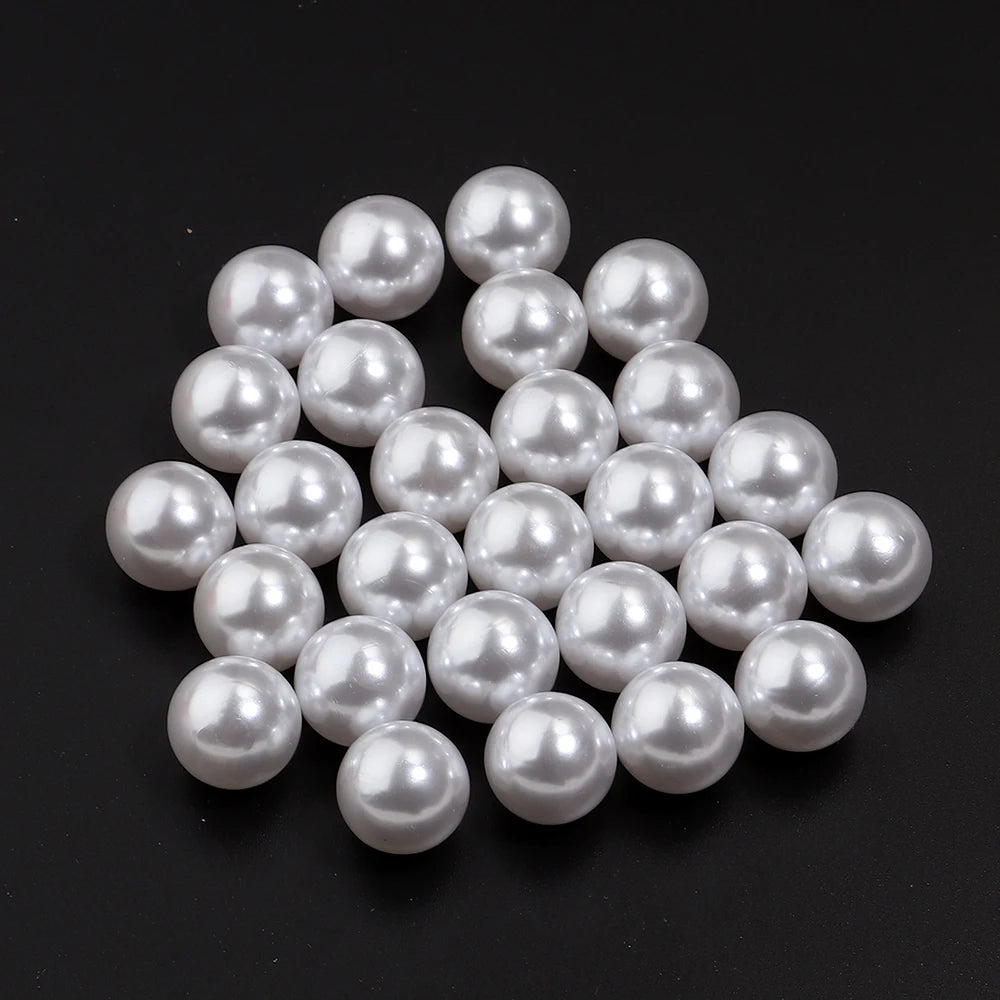 Vintage White ABS Pearl Beads No Hole – 10-1000pcs DIY Craft Loose Craft Beads PLUSH 14mm x 30pcs