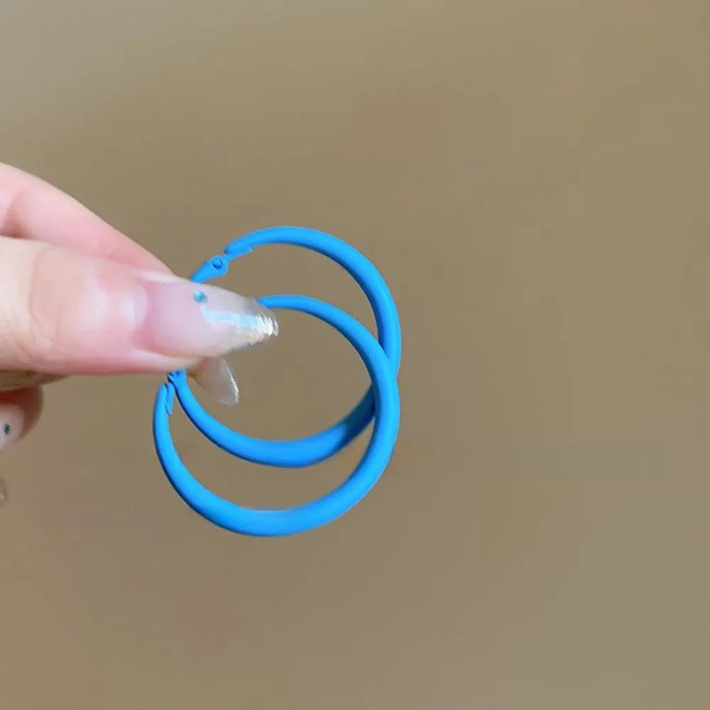 Y2K Geometric Hoop Earrings – Sweet Round Circle Women's Jewelry Hoop Earrings PLUSH Blue