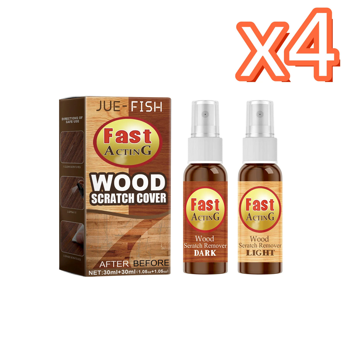 Wood Floor Restore & Scratch Repair Spray | Fast-Acting Liquid Floor Repair Spray PLUSH 1set Boxed x 4