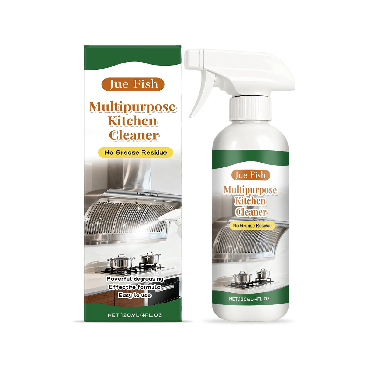 Jue-Fish Kitchen Grease Cleaner Spray | Multi-Surface Degreaser Kitchen Degreaser Spray PLUSH 120ml boxed