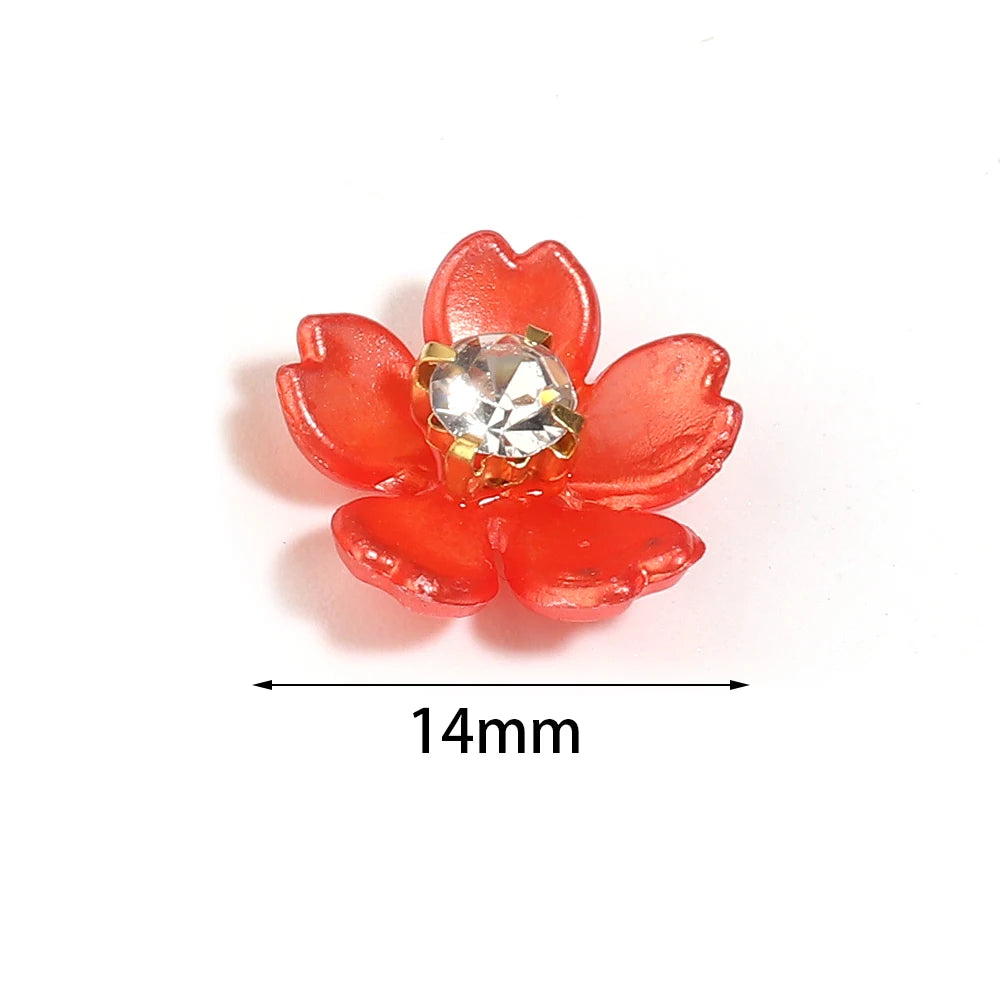 50pcs Pearl Rhinestone Bauhinia Flower Acrylic Flat Back Beads Flat Back Craft Beads PLUSH