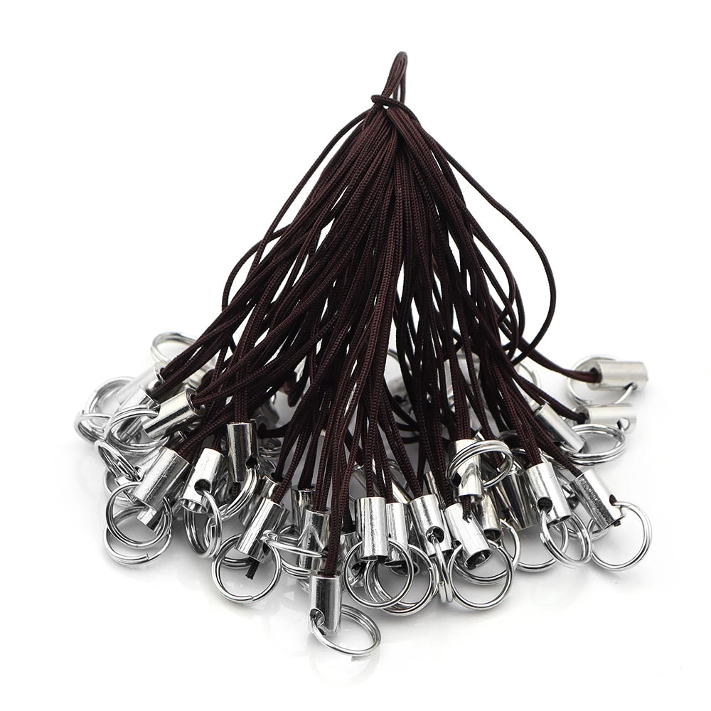 50pcs Phone Lanyard Lariat Strap Cords with Jump Rings DIY Lanyard Strap Cord PLUSH brown 01
