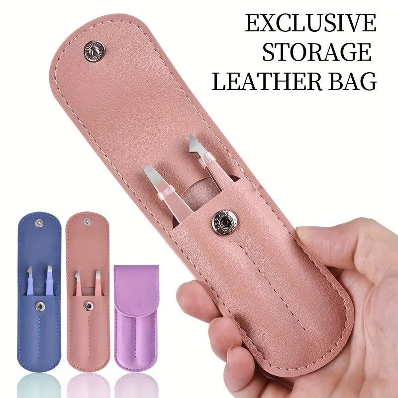 Professional Stainless Steel Tweezers Set with Case – 3pcs Tweezers Set PLUSH