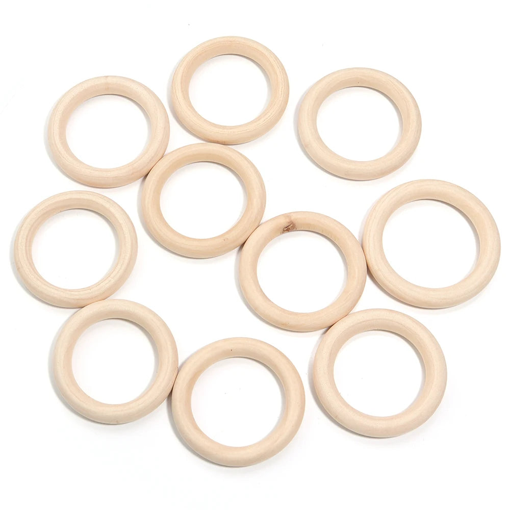 Natural Round Wooden Rings & Hoops for DIY Jewelry Making Wood Jewelry Hoops PLUSH 65mm x 10pcs