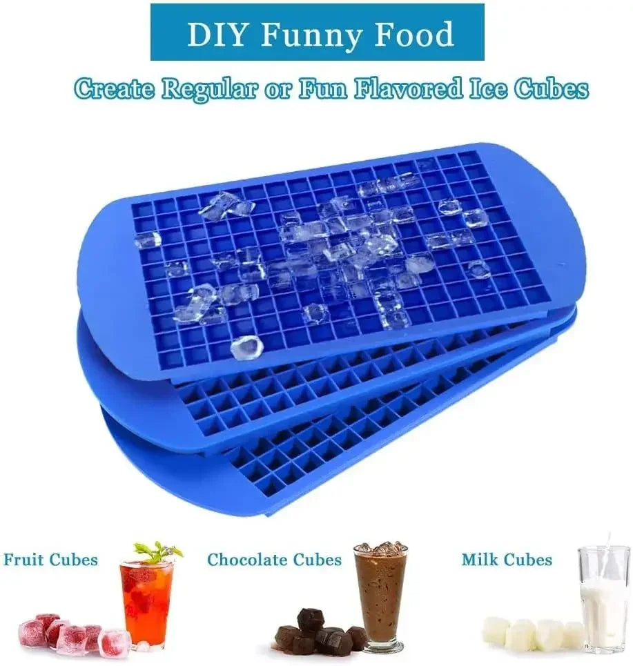 160-Cavity Food Grade Silicone Ice Cube Tray – Mini Square Mold Silicone Ice Cube Tray PLUSH
