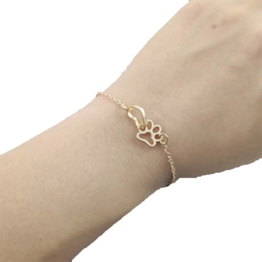 Dog Paw Love Bracelet – Gold & Silver Alloy Chain Charm Bracelet PLUSH