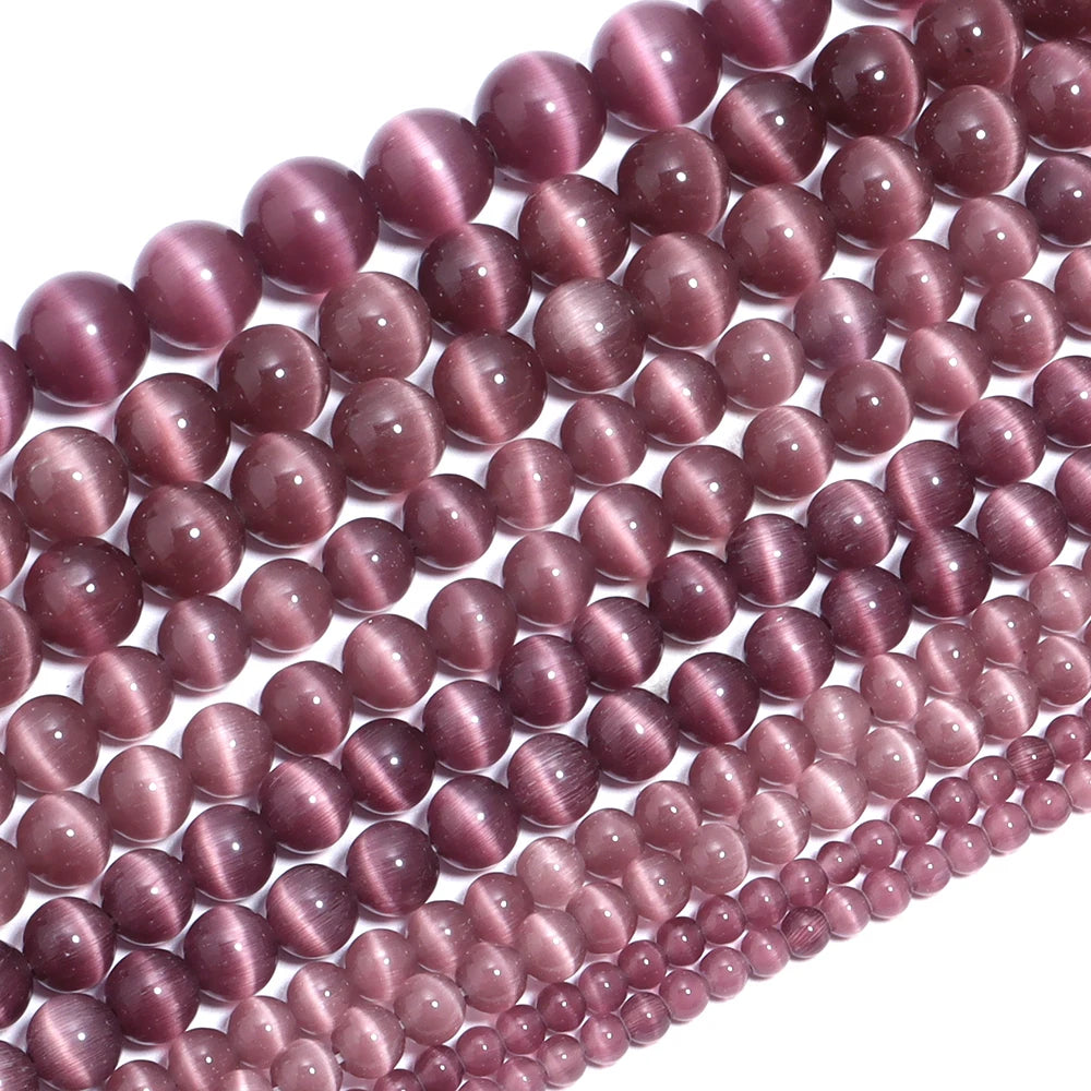 Purple Cat's Eye Stone Beads – Round Spacer Beads for Jewelry Stone Spacer Beads PLUSH