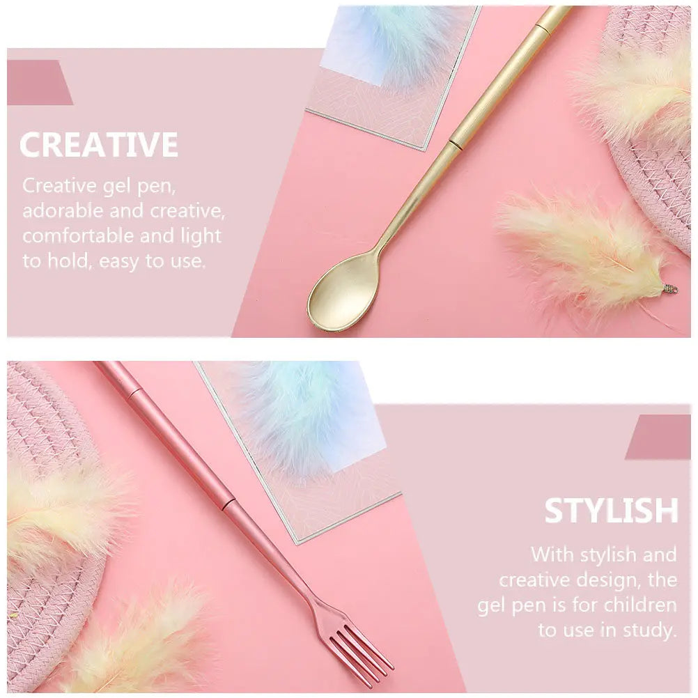 4pcs Cartoon Spoon & Fork Shaped Gel Pens | Smooth Writing Novelty Gel Pens PLUSH