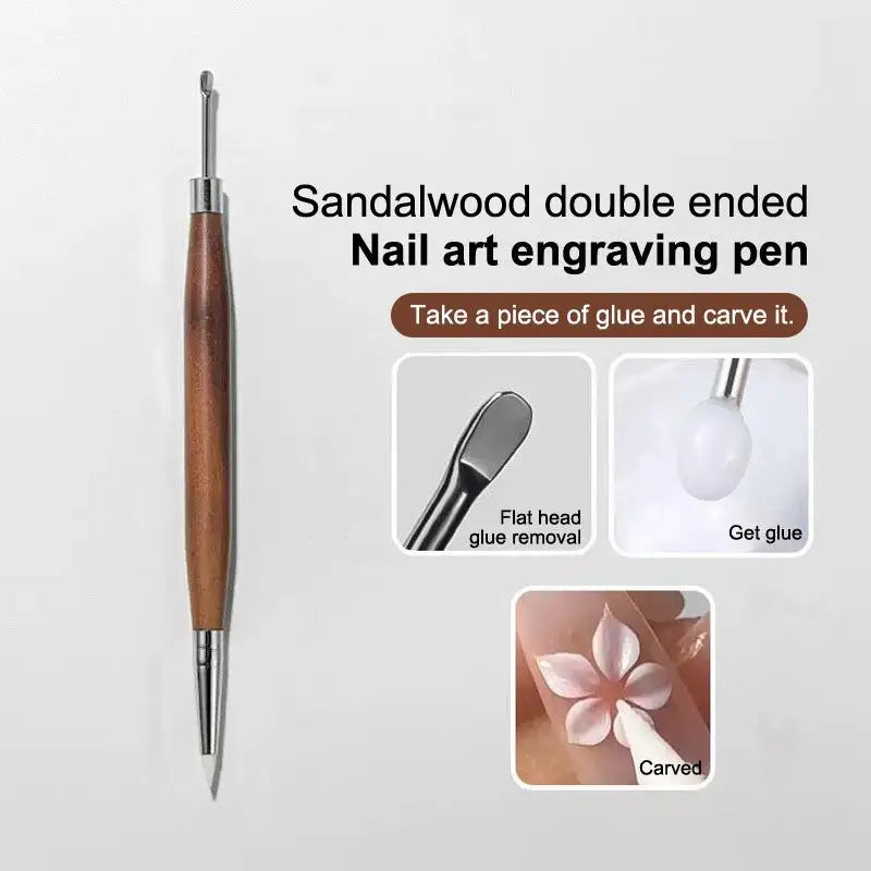 Double Head Nail Art Pen – Wood Handle & Silicone Tips Nail Art Tool PLUSH