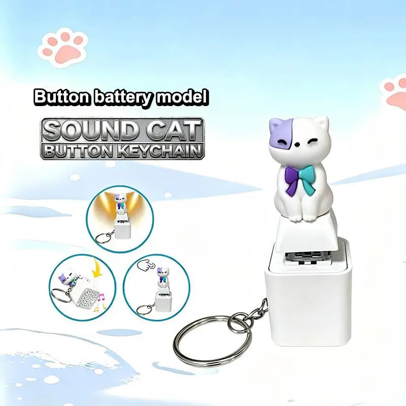 LED Sound Fidget Keychain – Dog & Cat Clicker Toy USB-C Fidget Keychain Toy PLUSH Cat Button battery