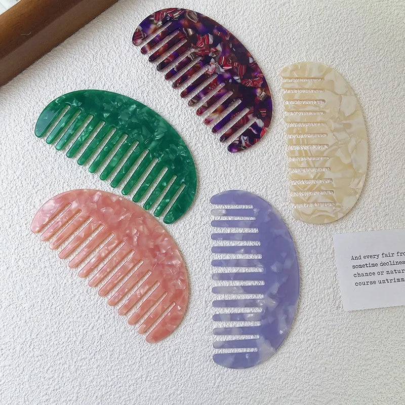 Acetate Wide Tooth Hair Comb – Retro Korean Style for Women Hair Comb PLUSH