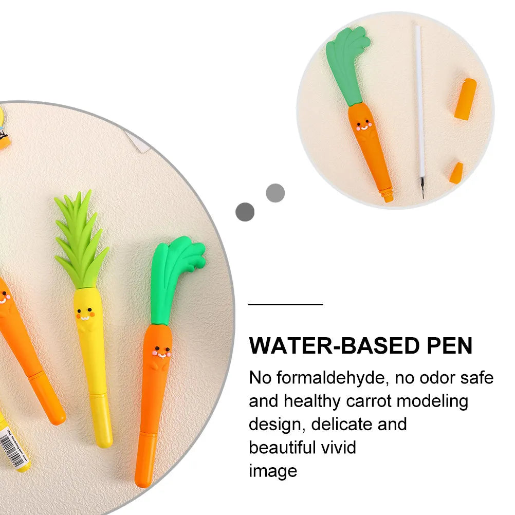 Carrot Gel Ink Pens 2-Pack – Cute Cartoon Silicone Writing Pens Novelty Gel Pens PLUSH