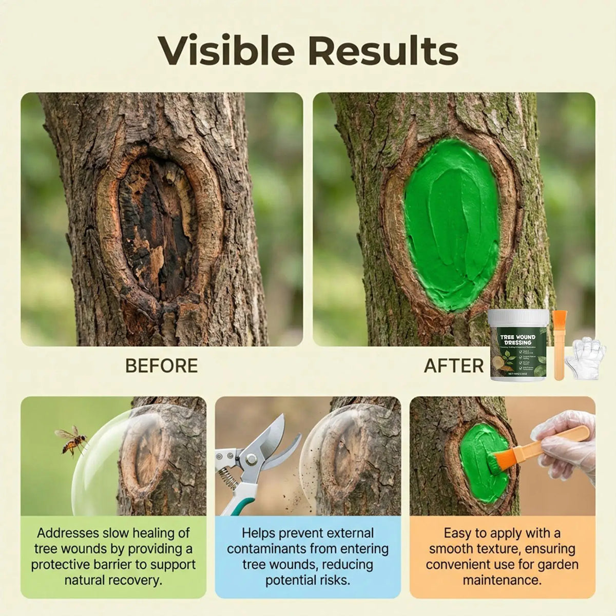 Grafting Tree Sealer Pruning Cut Paste 100g with Brush Tree Pruning Sealer PLUSH
