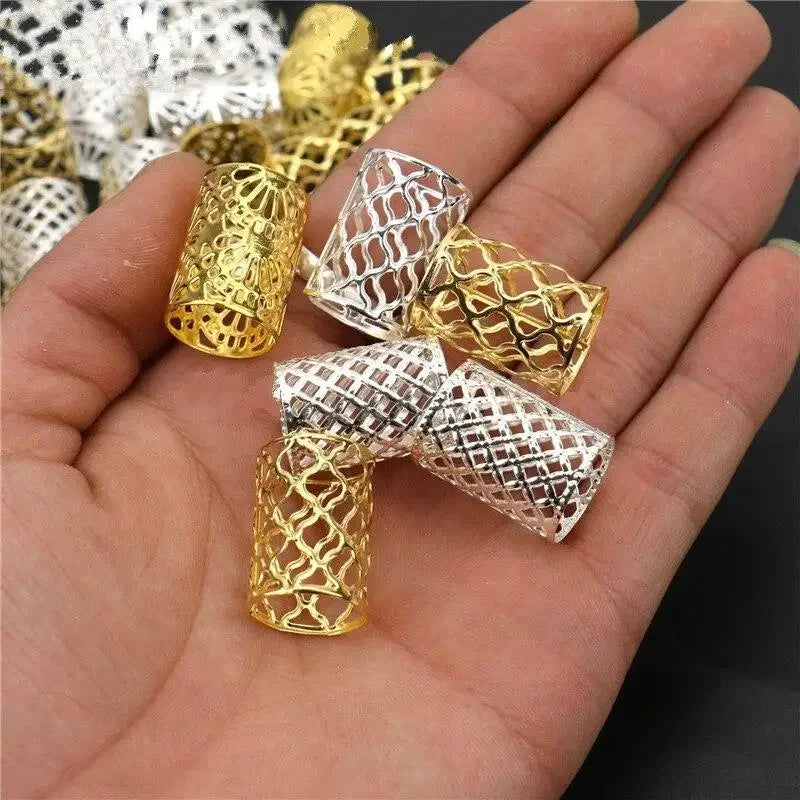 10pcs Silver Dreadlock Beads – Hair Braid Cuffs & Clips Hair Bead Cuffs PLUSH