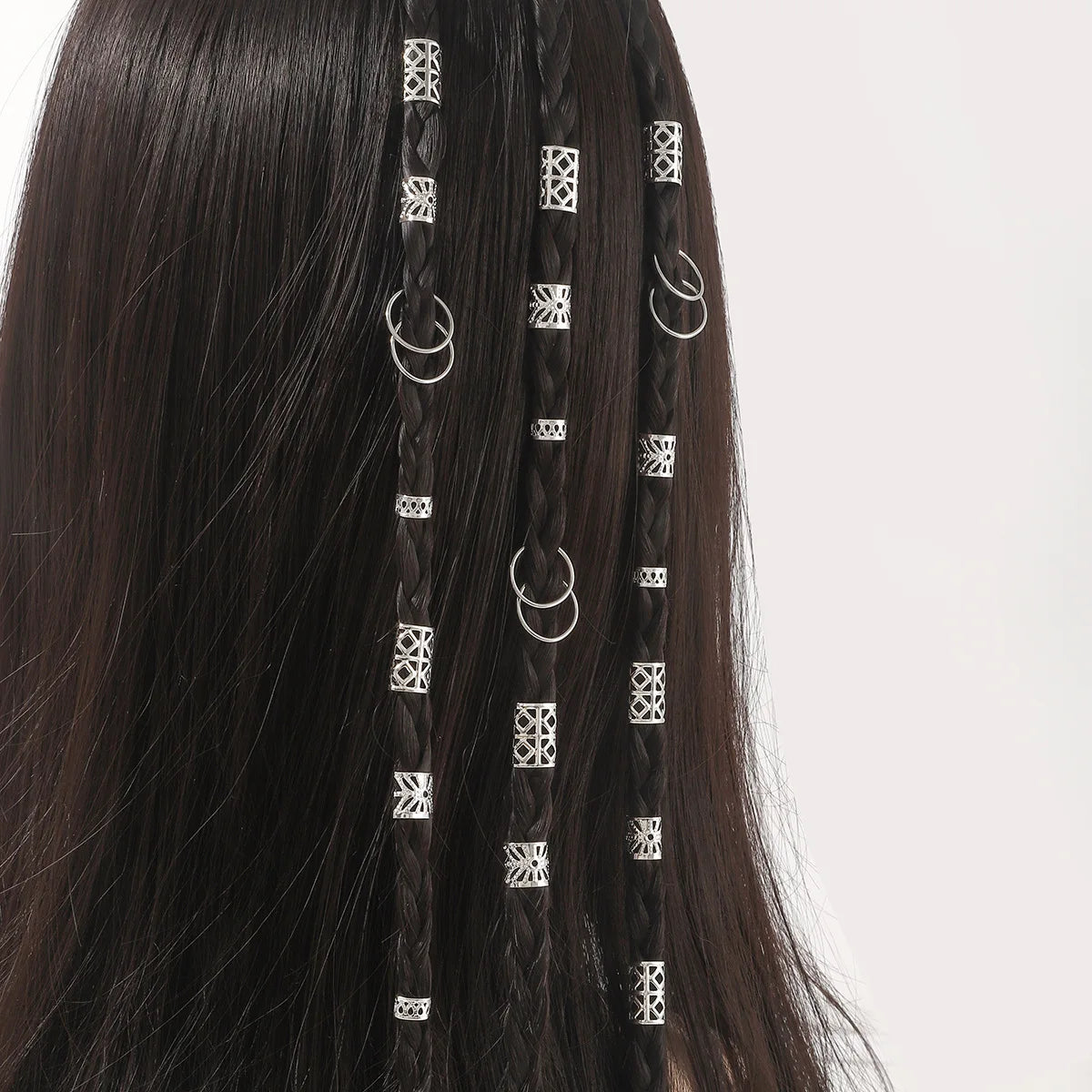 80pcs Metal Hair Braid Cuffs – Dreadlock Rings & Clips Set Hair Braid Cuffs PLUSH 80 pieces silver