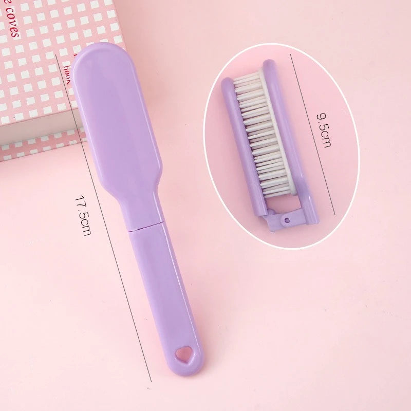 Candy Color Foldable Hair Comb – Portable Travel Hair Brush Foldable Hair Comb PLUSH purple