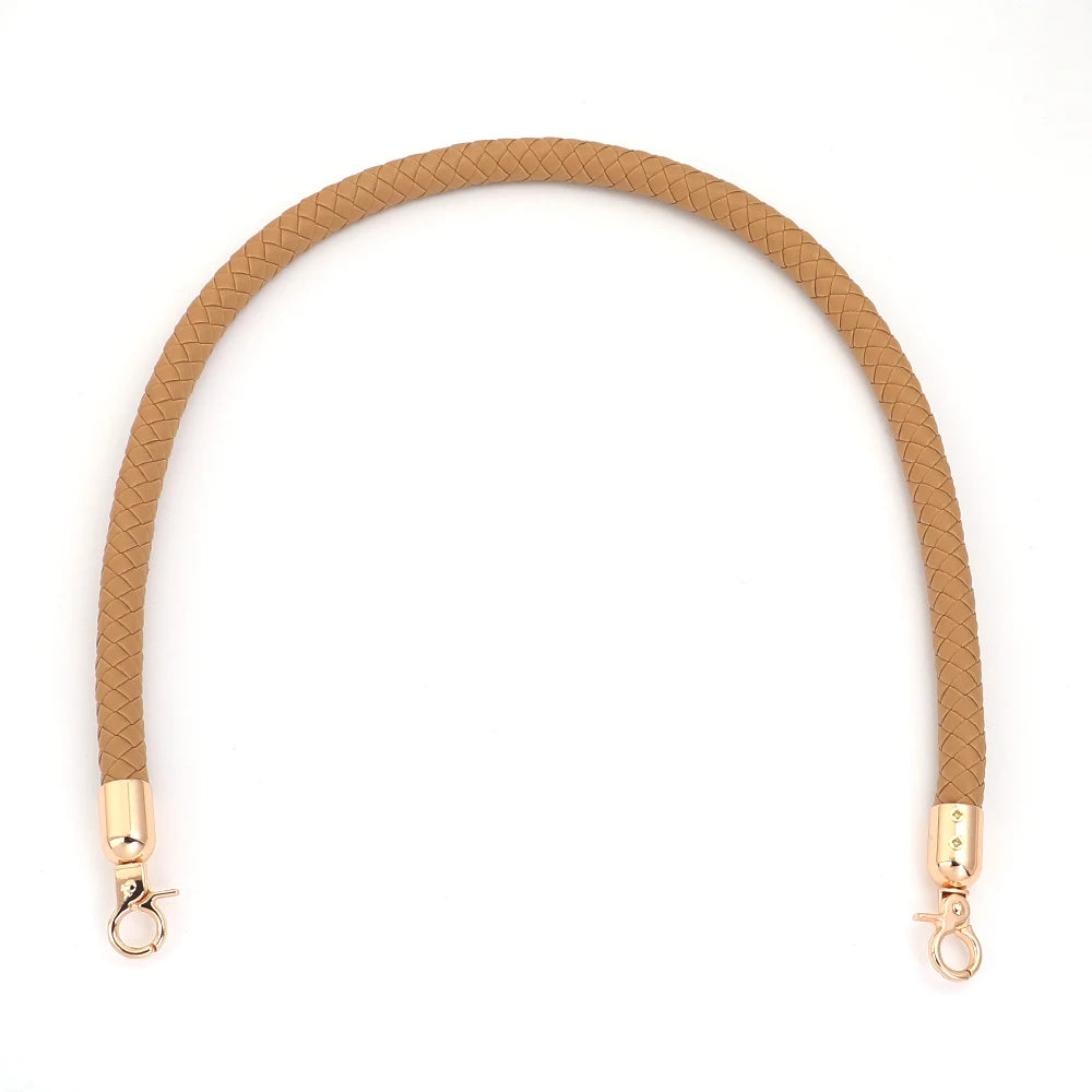 PU Leather Braided Bag Shoulder Strap with Lobster Clasp 30/60cm Bag Replacement Strap PLUSH khaki 60cm