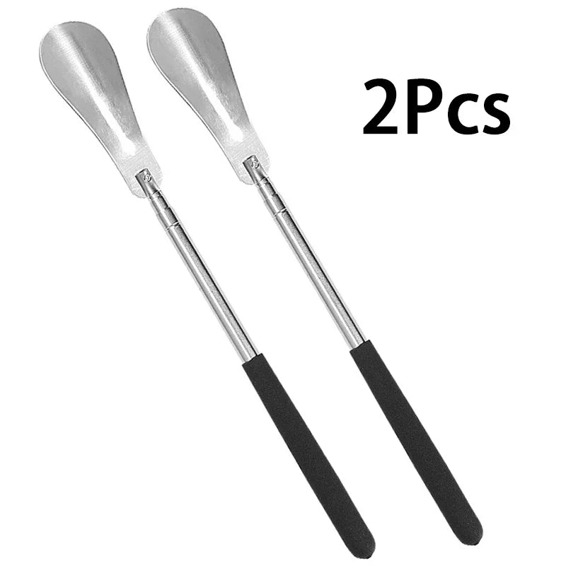 Retractable Long Handle Shoe Horn – Stainless Steel 31–65cm Long Handle Shoe Horn PLUSH Black-2Pcs