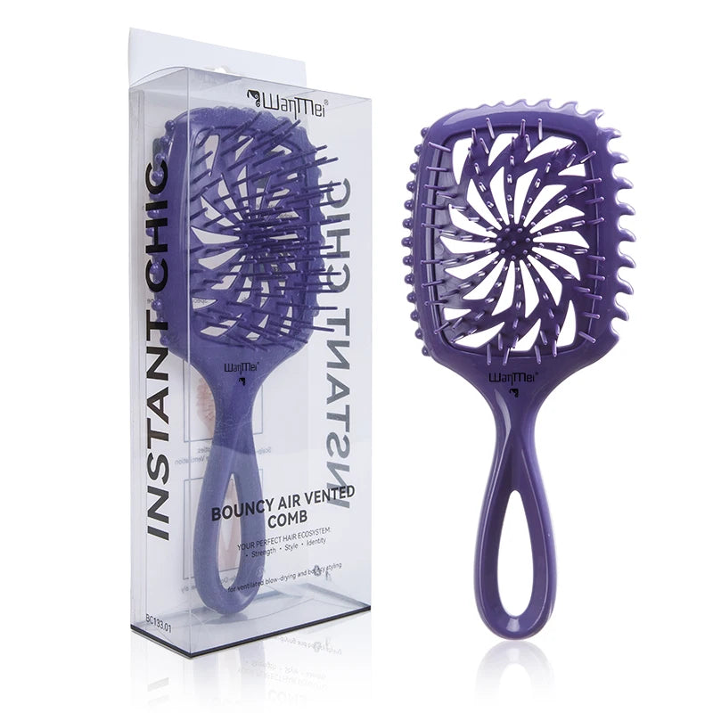 WANMEI Vented Detangling Hair Brush – Wet & Dry All Hair Types Detangling Hair Brush PLUSH Blue Boxed