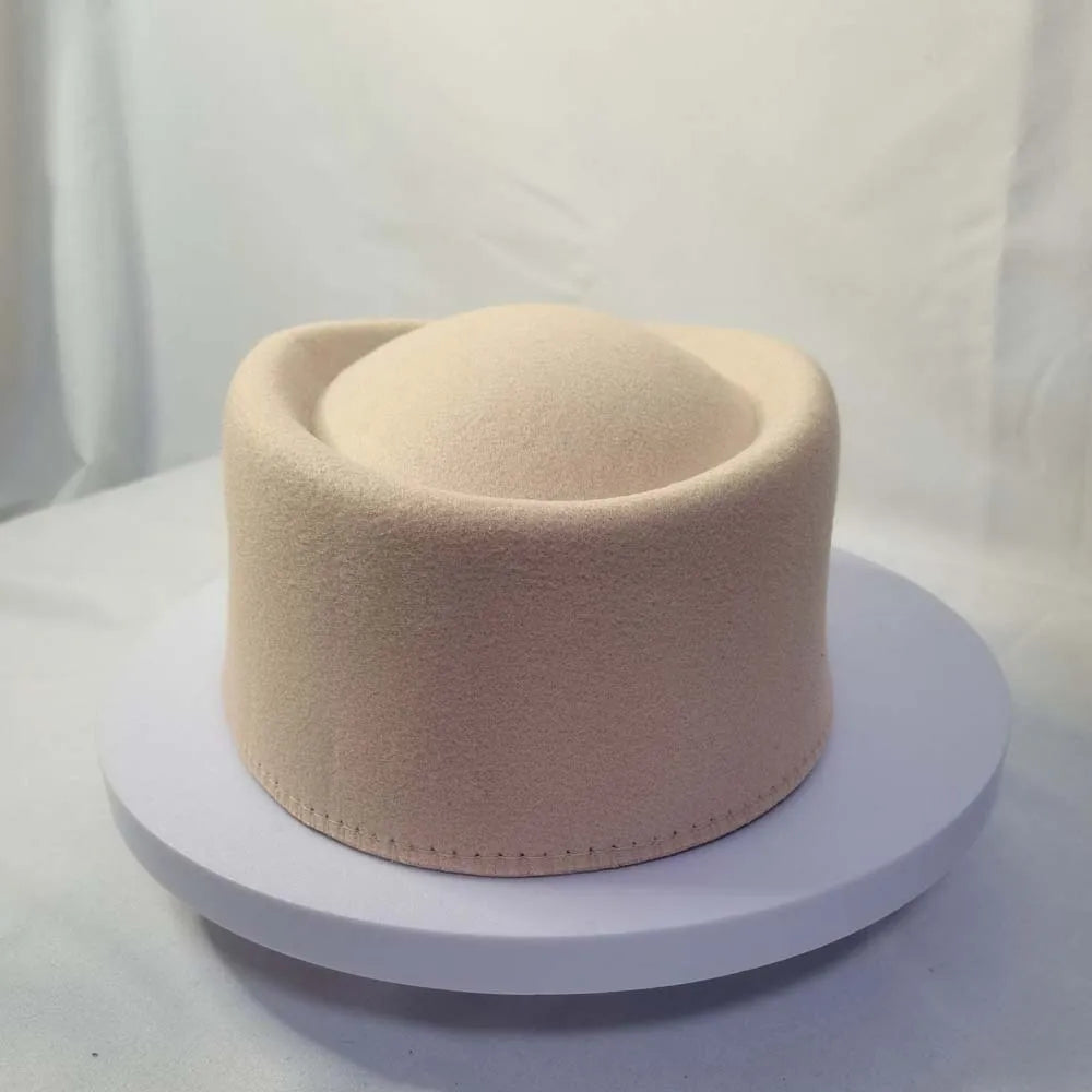 Vintage Pillbox Hat – French Stewardess Formal Hat for Women Pillbox Hat PLUSH Beige