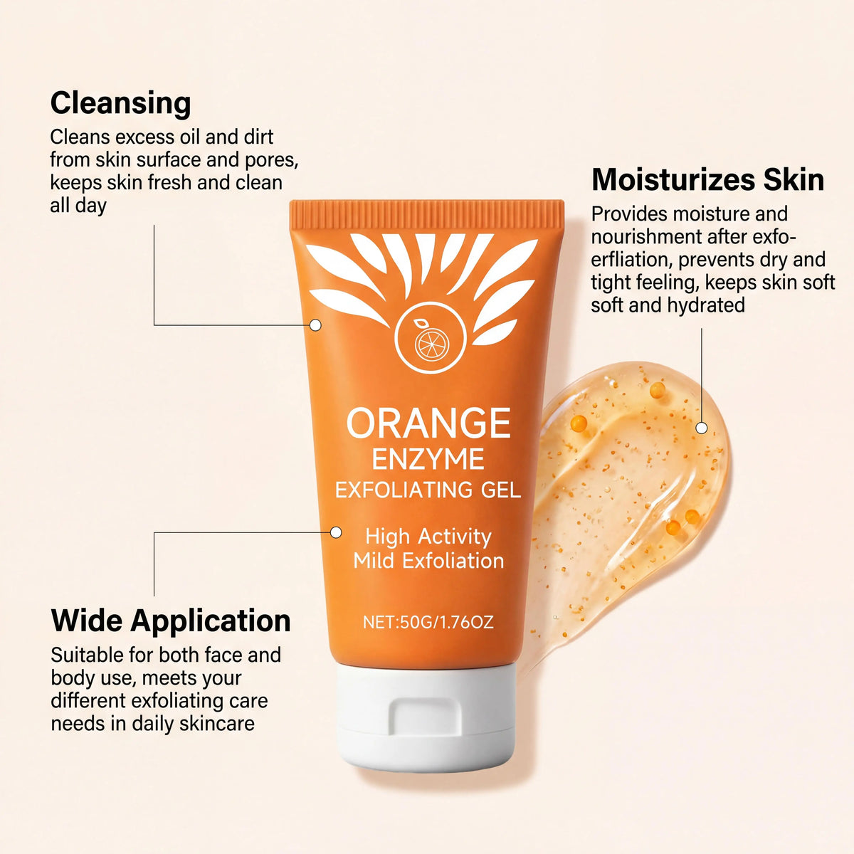 Orange Exfoliating Gel Scrub – Brighten & Deep Cleanse 50g Exfoliating Gel Scrub PLUSH