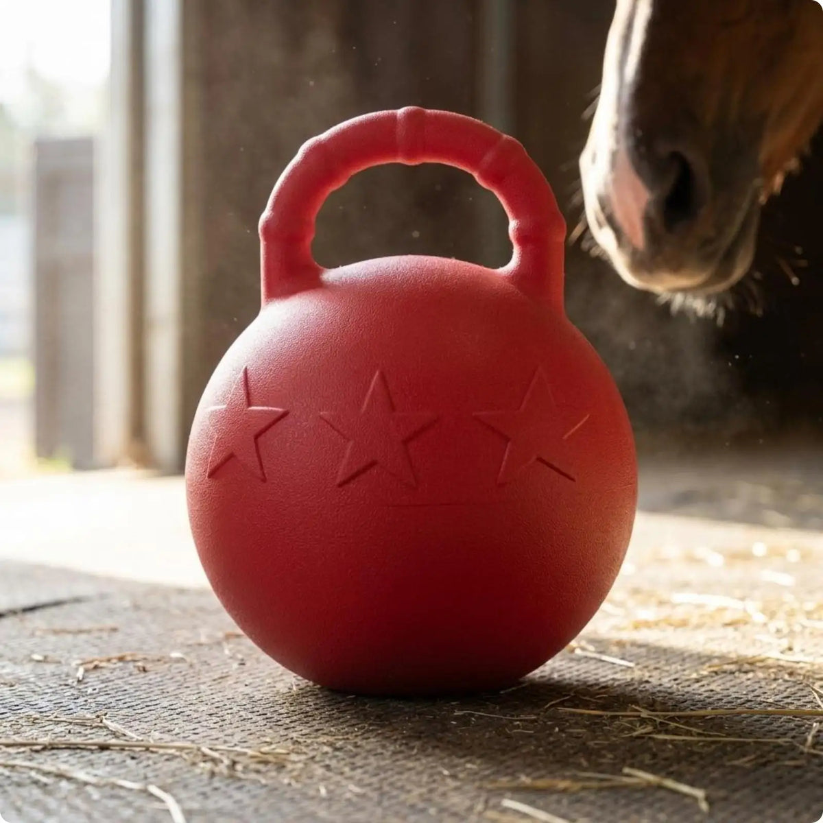 Fruit Scented Slow Return Equine Play Ball | Horse Toy Horse Enrichment Toy PLUSH Red
