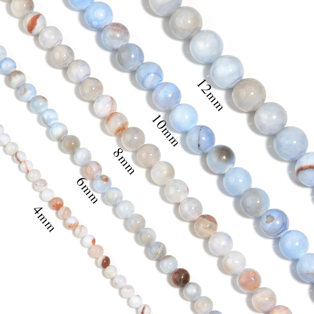 Blue Stripe Persian Jade Round Stone Beads for DIY Jewelry Natural Stone Beads PLUSH
