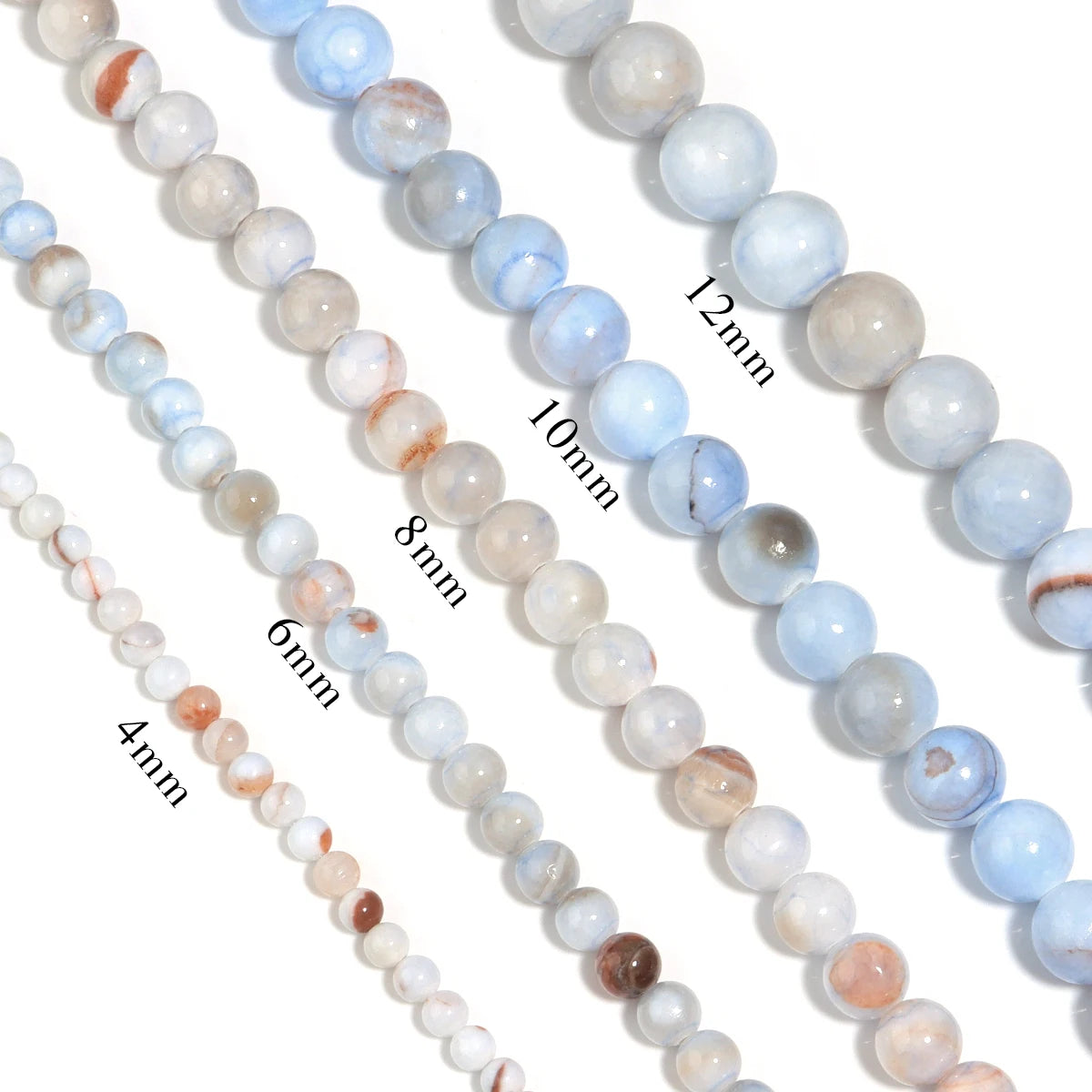 Blue Stripe Persian Jade Round Stone Beads for DIY Jewelry Natural Stone Beads PLUSH