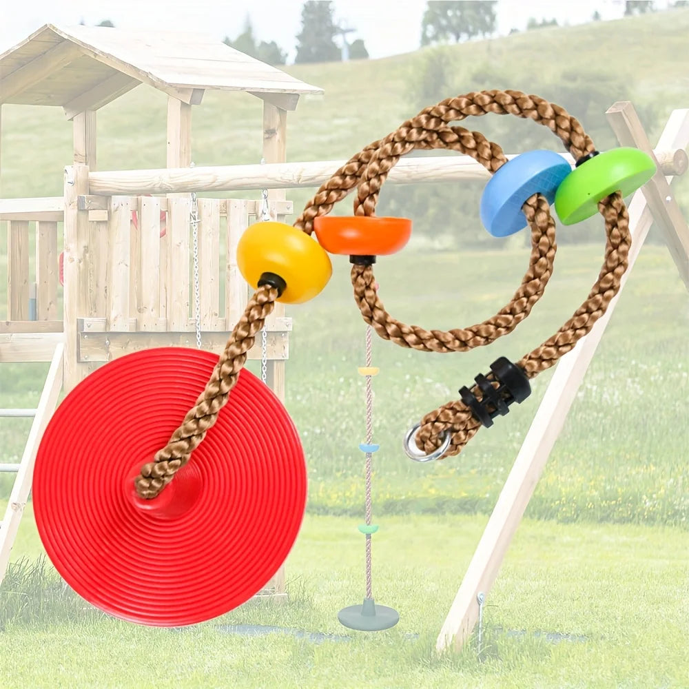 Outdoor Circular Climbing Rope Swing – Kids Tree Swing Toy Kids Rope Swing PLUSH Red colorful 2m