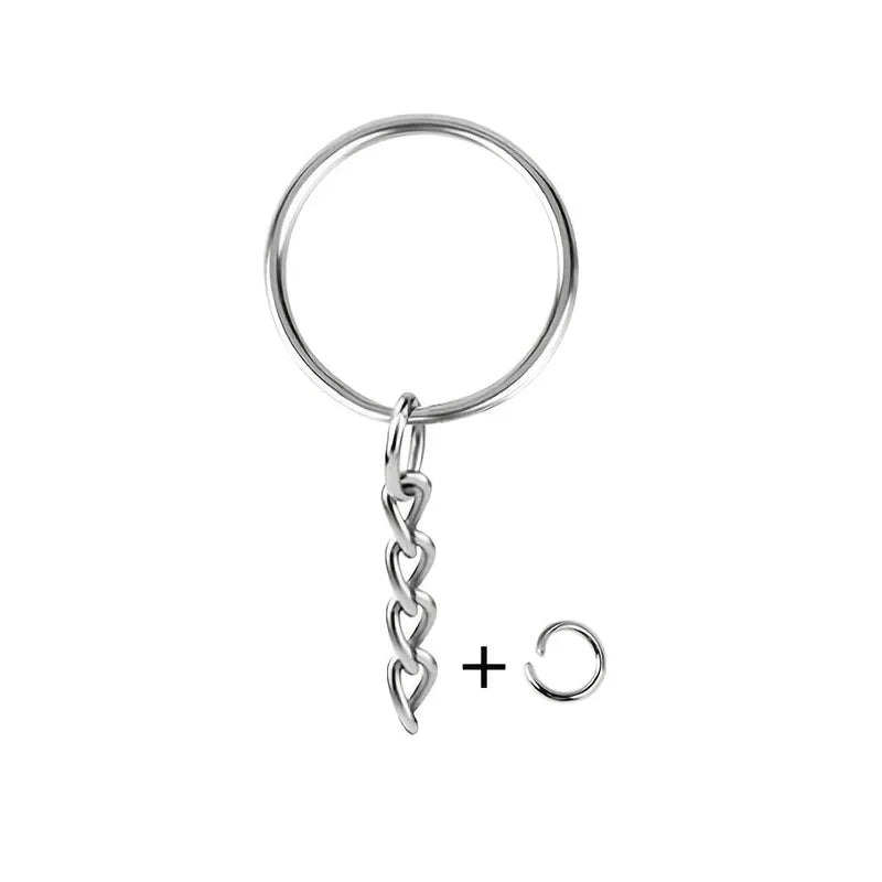 30pcs Silver Plated Metal Blank Keyrings & Carabiner Buckles Keychain Findings Set PLUSH