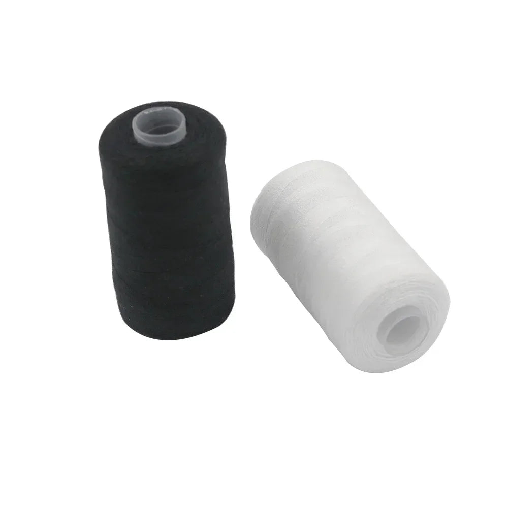 2Pcs 500M Polyester Sewing Thread Set – Black & White Polyester Sewing Thread PLUSH mixed