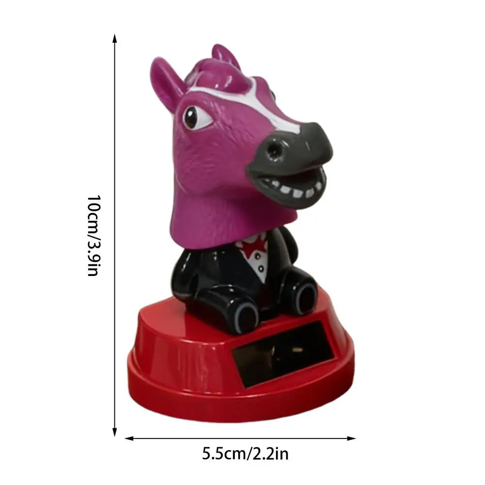 Solar Horse Bobblehead Car Dashboard Ornament | Shaking Figurine Car Dashboard Ornament PLUSH White