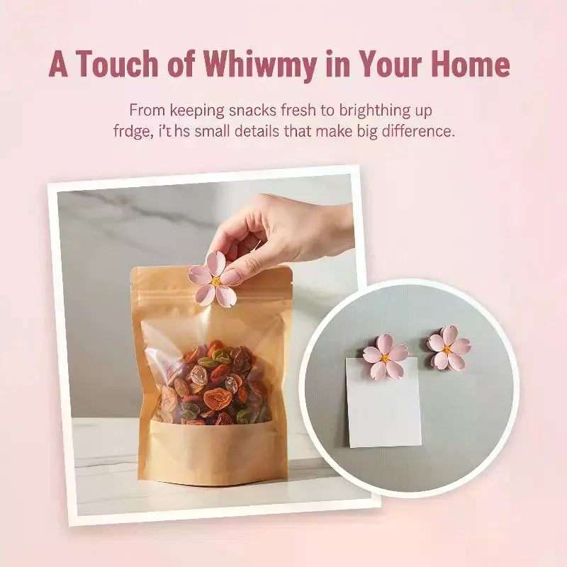 Cherry Blossom Magnetic Fridge Seal Clip | Snack Bag Clip Magnetic Bag Clip PLUSH