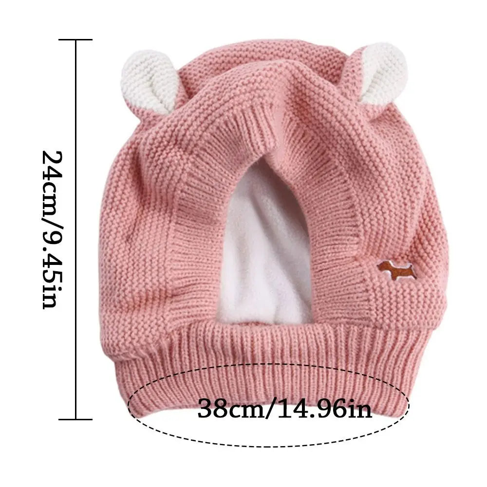 Winter Knitted Ear Muffs & Neck Warmer Hat for Dogs & Cats Pet Winter Hat PLUSH