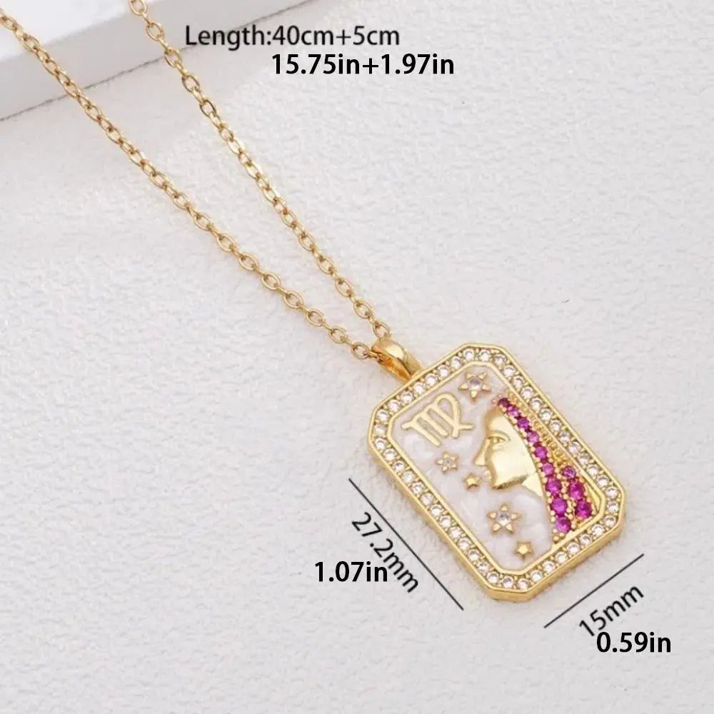 Gold Plated Zodiac Constellation Pendant Necklace – 12 Signs Pendant Necklace PLUSH