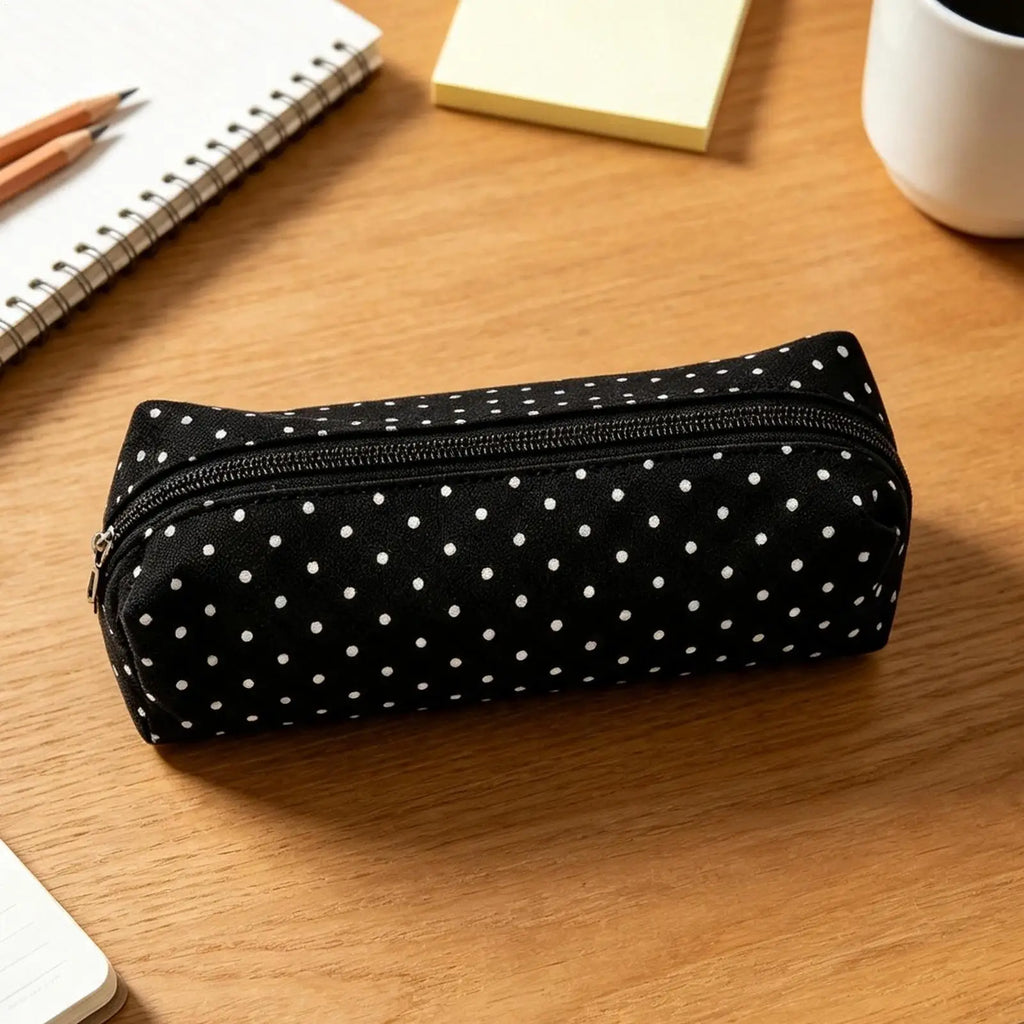 Dot Pencil Case – Large Canvas Stationery Organizer Bag Pencil Case PLUSH