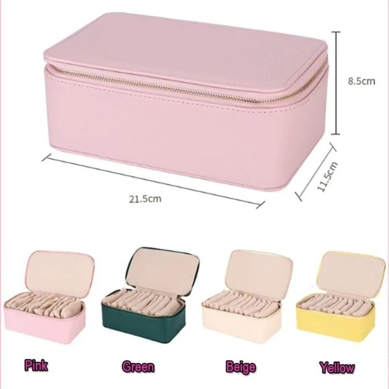 12-Grid Travel Jewelry Organizer PU Leather Case with Pouches Jewelry Storage Case PLUSH