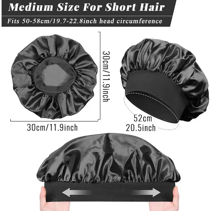 Satin Silk Sleep Bonnet – Large Hair Wrap Cap for Long Hair Satin Sleep Bonnet PLUSH