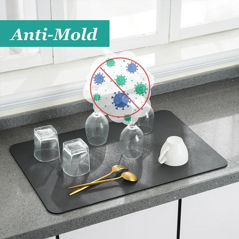Super Absorbent Dish Drying Mat – Non-Slip Kitchen Drain Pad Dish Drying Mat PLUSH