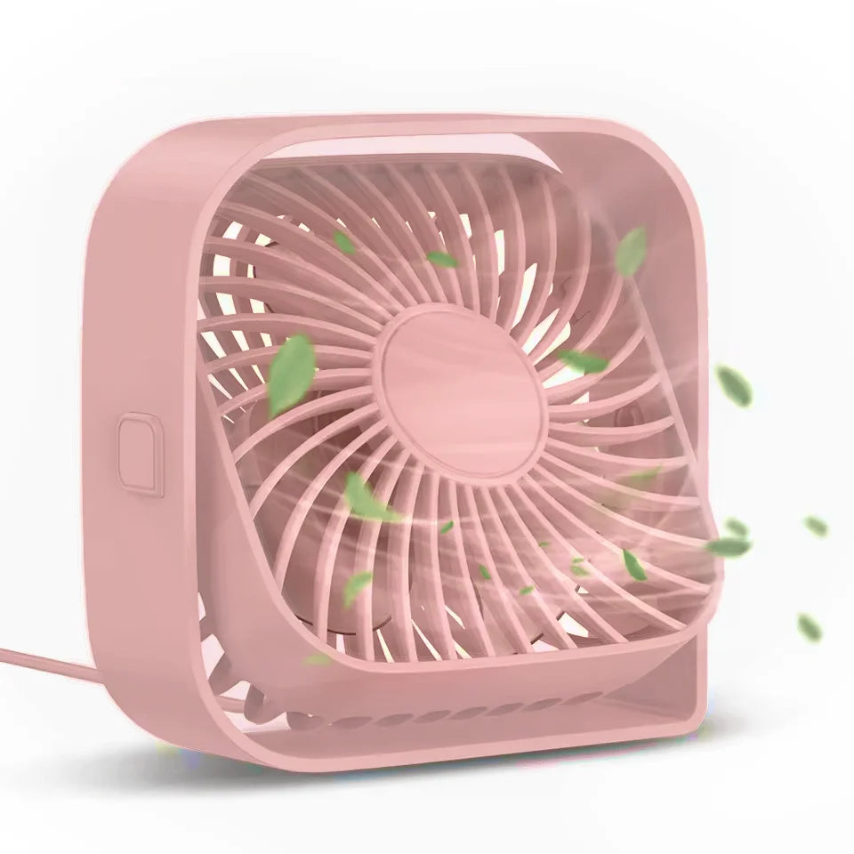 Mini Desktop USB Fan – 360° Rotation, Portable Strong Airflow Desktop USB Fan PLUSH Pink