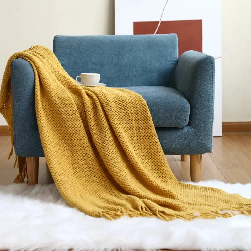 Scandinavian Knit Throw Blanket – 100% Acrylic Sofa Cover Knit Throw Blanket PLUSH