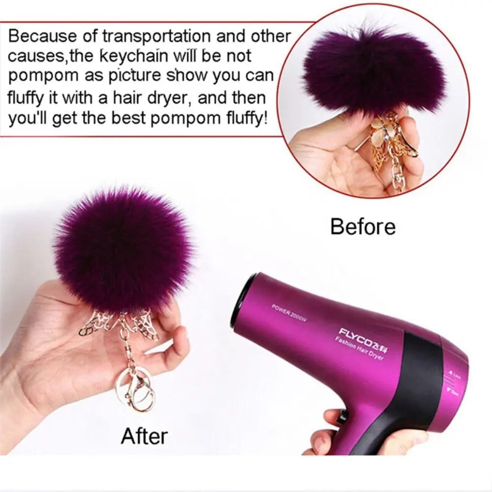 Ballet Angel Girl Fur Ball Keychain – Trendy Pom-Pom Keyring Fashion Keychain PLUSH