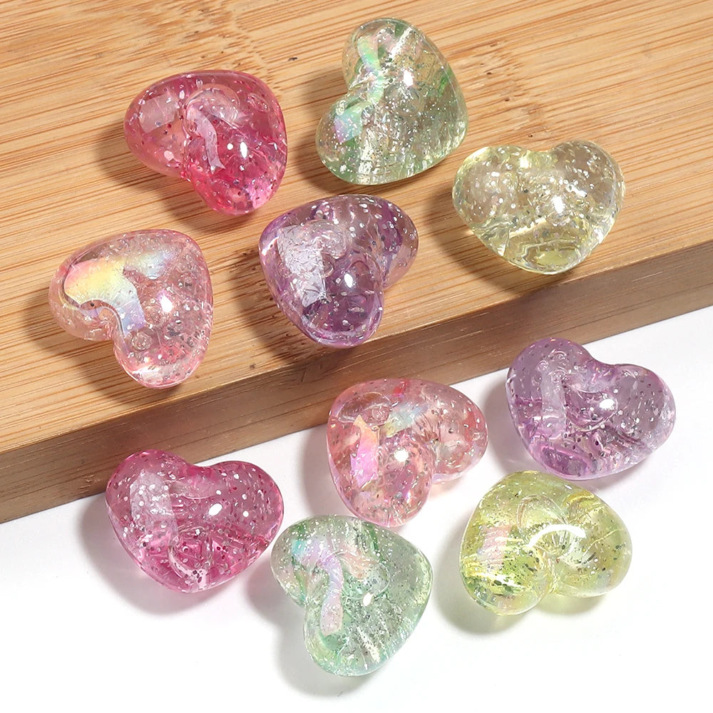 10pcs Heart Crack Acrylic Beads for DIY Jewelry & Bracelets Acrylic Craft Beads PLUSH