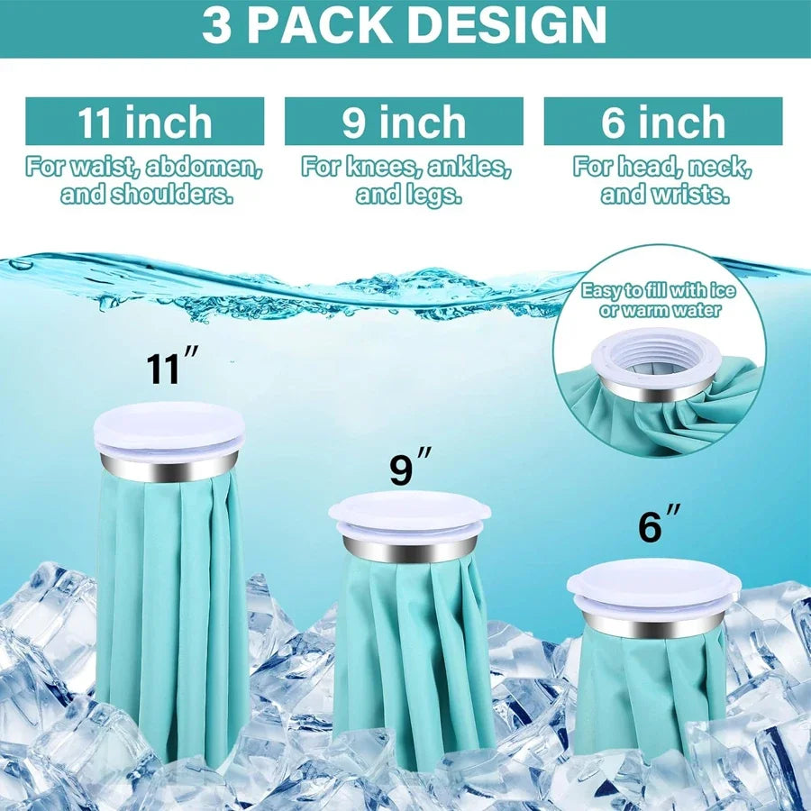 Reusable Ice Bag Set 3 Sizes – Hot & Cold Therapy Pack Ice & Heat Pack PLUSH