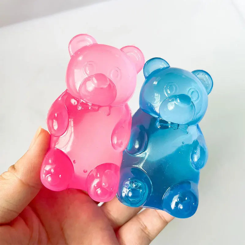 Gummy Bear Squeeze Fidget Toy – Colorful Party Gift Squeeze Fidget Toy PLUSH Pink x Blue