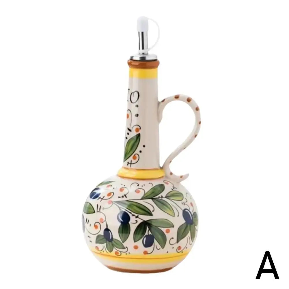 Hand-Painted Ceramic Olive Oil Dispenser Bottle 500/600ml Oil Dispenser Bottle PLUSH A